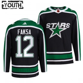 Dallas Stars Hockeydrakt Radek Faksa12 2022-23 Svart Reverse Retro 2.0 Adidas Authentic - Barn